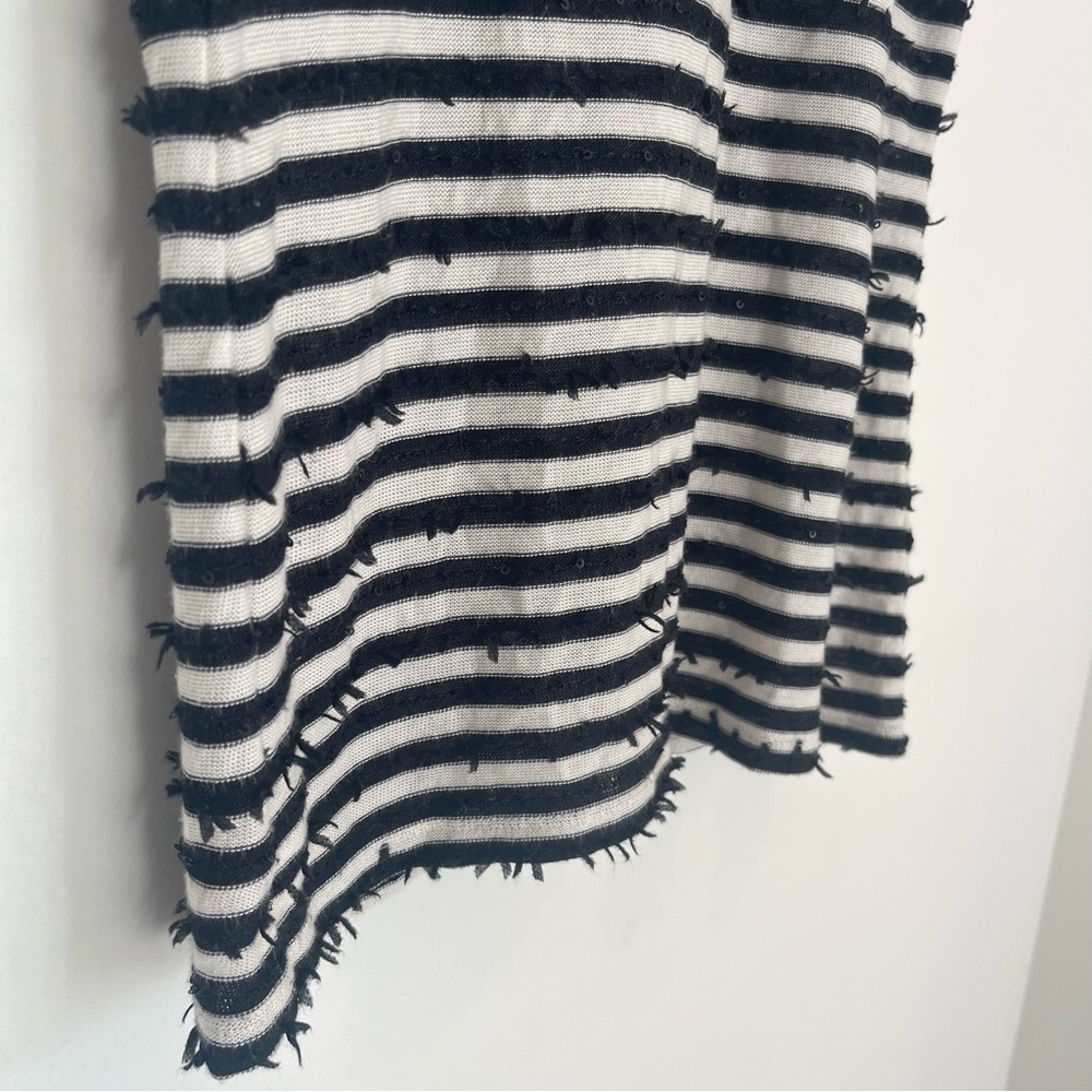 Talbots Knit Striped Short Sleeve Top w/ Sequins &‎ Fringe - Size XS - Picture 4 of 6